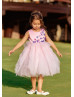 Cute Handmade Flowers Pink Satin Tulle Ruffled Flower Girl Dress